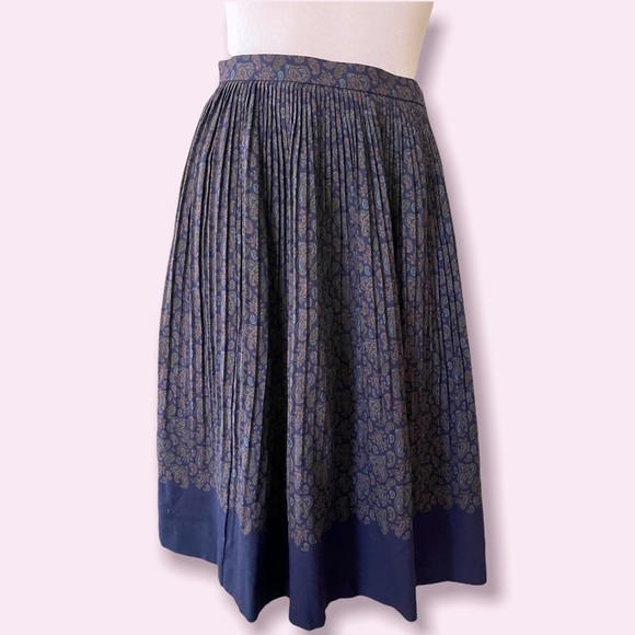Vintage New York Now Hanasaki Navy Paisley Midi Skirt - Picture 2 of 4